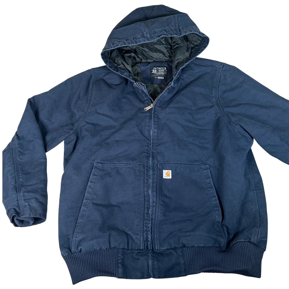 Carhartt J130-W Womens 1X Navy Blue Loose Fit Quilted Active Jacket Hooded Coat